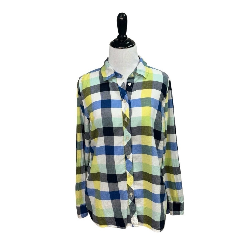 Talbots Women's Size Petite Medium Button Down Shirt Plaid Long Sleeve Prepp